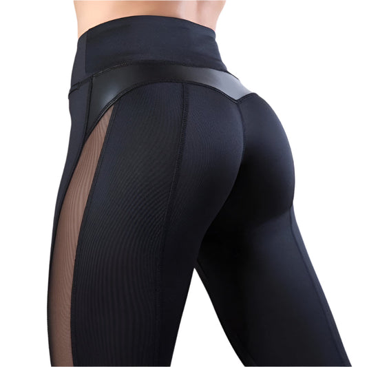 Mesh Leggings For Women Push Up Fitness Pants Seamless Workout Leggins Size M Black