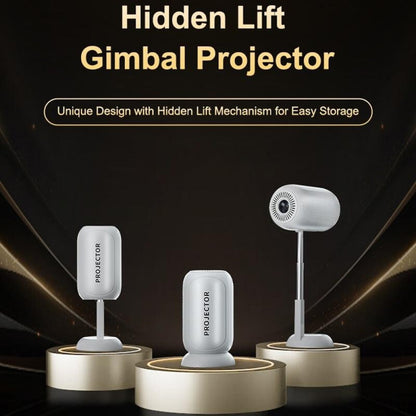 Android 11 Wifi6 4K Mini Projector With Hidden Lift And Gimbal - White