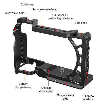 Metal Camera Cage For Sony A6500 / A6400 / A6300 / A6000 - Stabilizer Rig Black