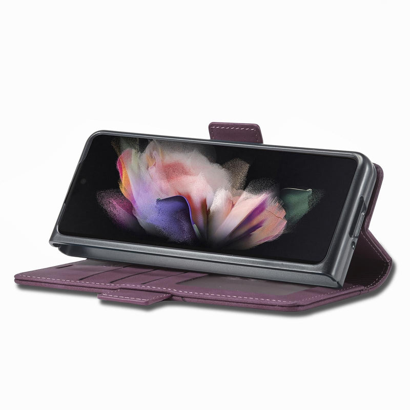 For Samsung Galaxy Z Fold4 5G Leather Dual Side Buckle Phone Cover - Dark Cyan