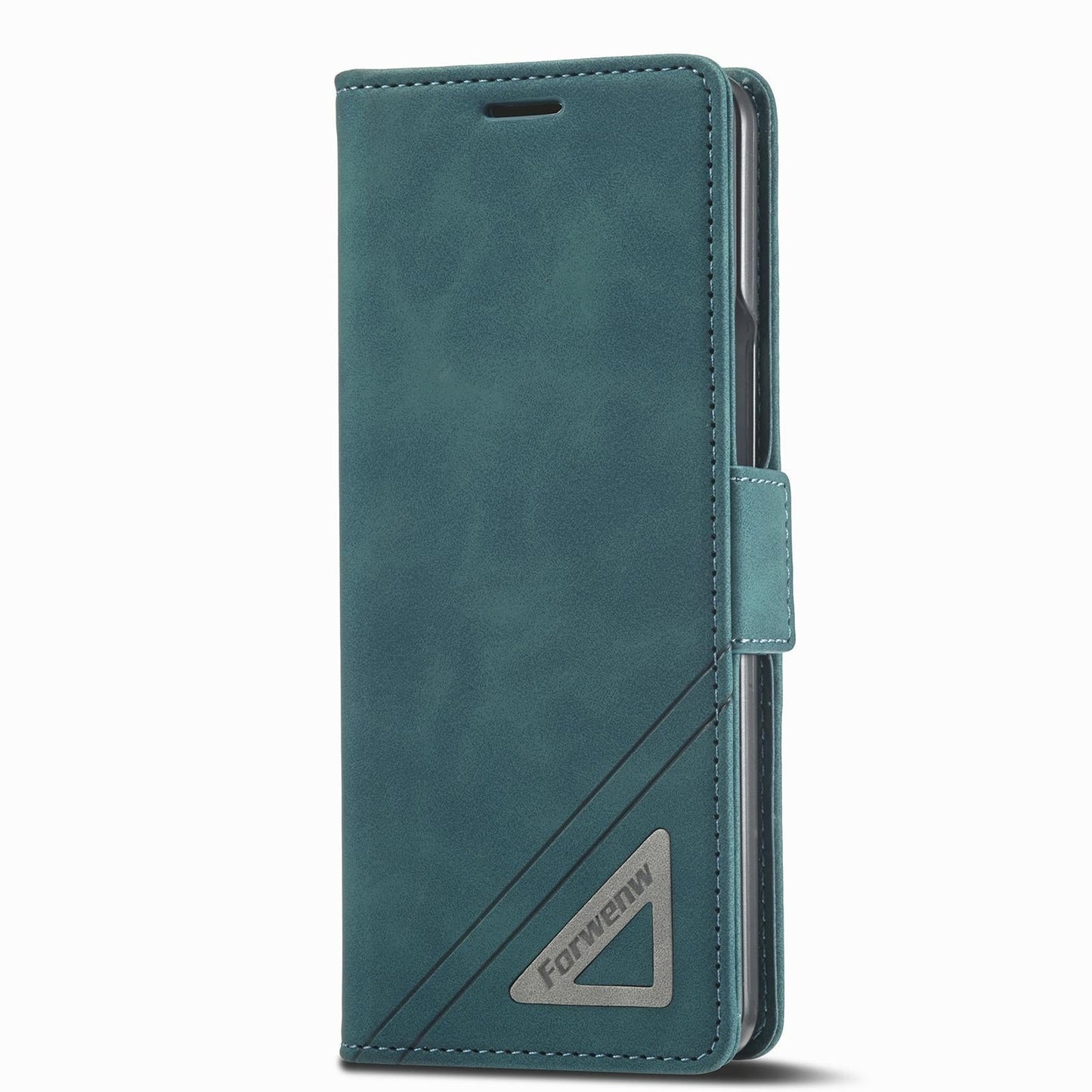 For Samsung Galaxy Z Fold4 5G Leather Dual Side Buckle Phone Cover - Dark Cyan
