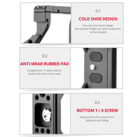 Video Camera Cage Stabilizer - Black for Sony Alpha 7C