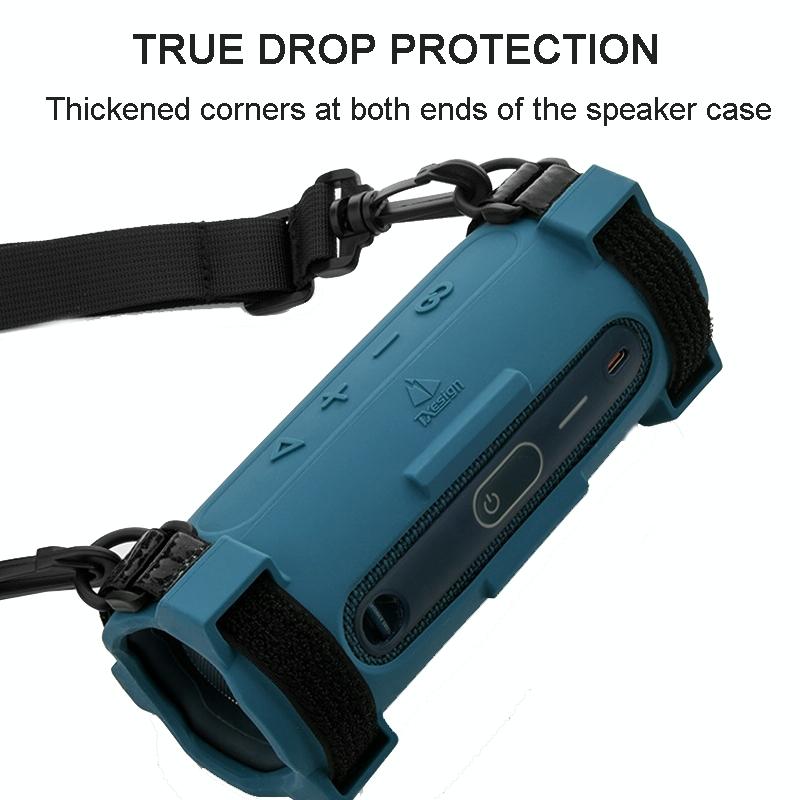 Jbl Flip 6 Speaker Bag with Shoulder Strap - Silicone Case for Travel - Blue