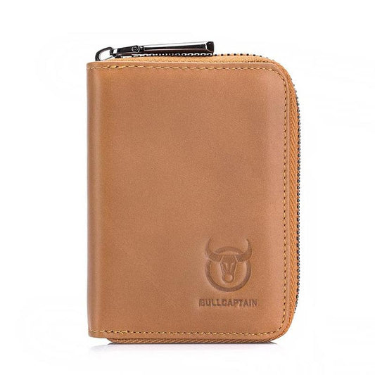 Men'S Leather Card Holder Casual Driver License Wallet - Yellow