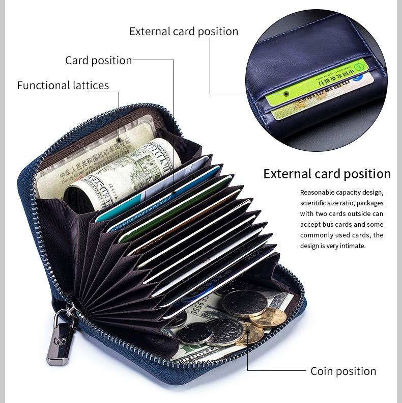 Men'S Leather Card Holder Casual Driver License Wallet - Yellow