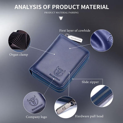 Men'S Leather Card Holder Casual Driver License Wallet - Yellow