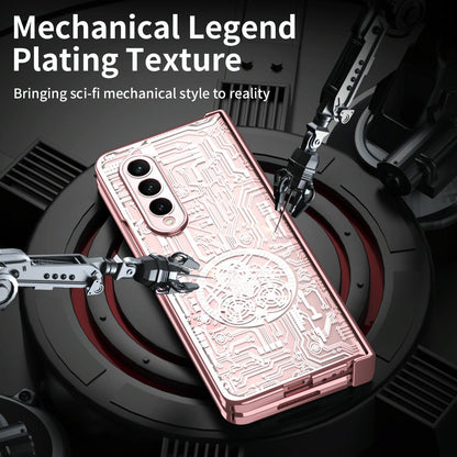 For Samsung Galaxy Z Fold4 5G Foldable Electroplated Phone Case - Mechanical Legend 4. - Rose Gold