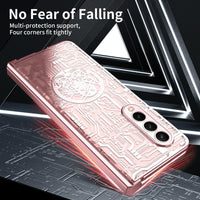 For Samsung Galaxy Z Fold4 5G Foldable Electroplated Phone Case - Mechanical Legend 4. - Rose Gold