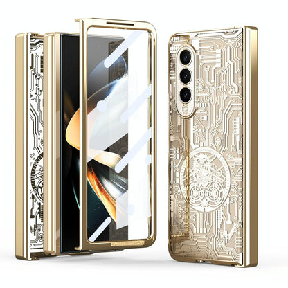 For Samsung Galaxy Z Fold4 5G Foldable Electroplated Phone Case - Mechanical Legend 4. - Rose Gold