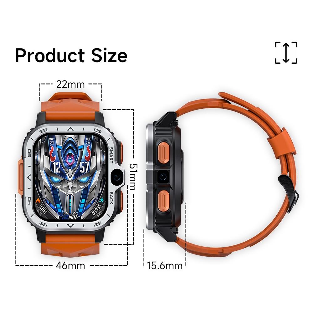 2.02 Inch Android 8.1 Full Network Wifi Card Bluetooth Smart Watch - Silver