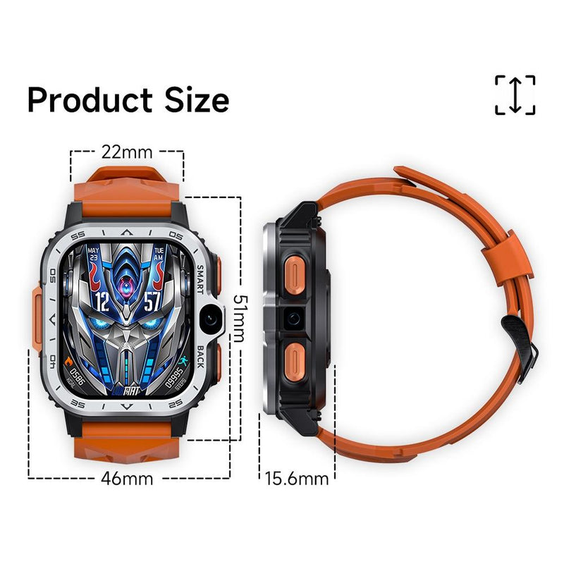 2.02 Inch Android 8.1 Full Network Wifi Card Bluetooth Smart Watch - Silver