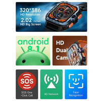 2.02 Inch Android 8.1 Full Network Wifi Card Bluetooth Smart Watch - Silver