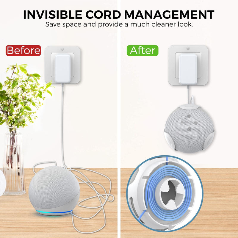 Wall Storage Stand for Amazon Echo Dot with Ahastyle Speaker - Fits 4th and 5th Gen - Black