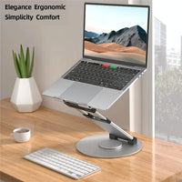 Adjustable 360 Degree Rotating Laptop Stand for 10-17 Inch Devices - Grey