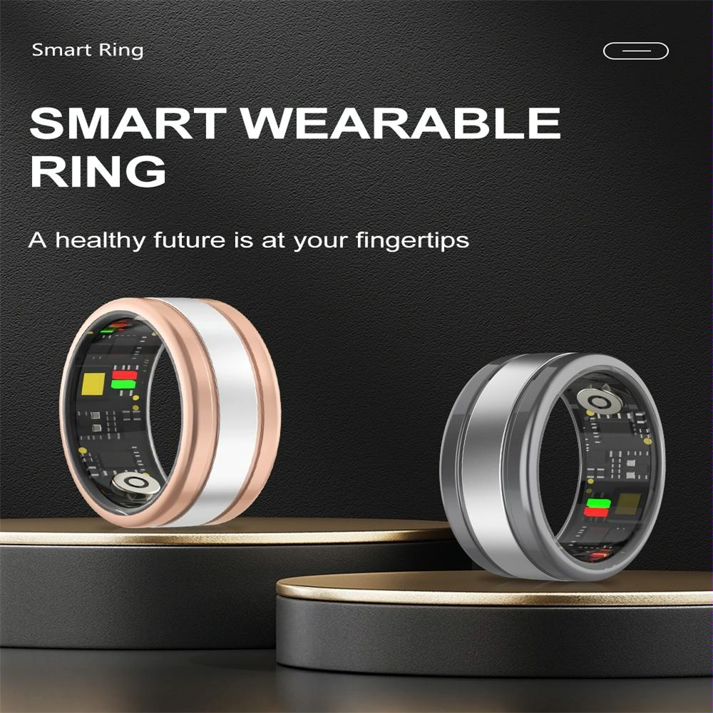 Smart Ring With Heart Rate Blood Oxygen Sleep Tracking - R18 Size 9 - Gold