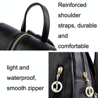 Leather Travel Backpack - Anti-theft Compact - Blue