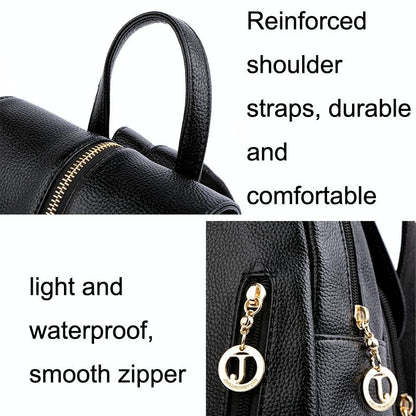 Leather Travel Backpack - Anti-theft Compact - Blue