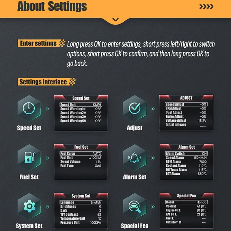 Car Obd Hud Lcd Speedometer Clear Display - Thai Version