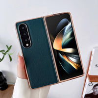 For Samsung Galaxy Z Fold4 5G Skyline Series Nano Electroplating Pu Case - Green