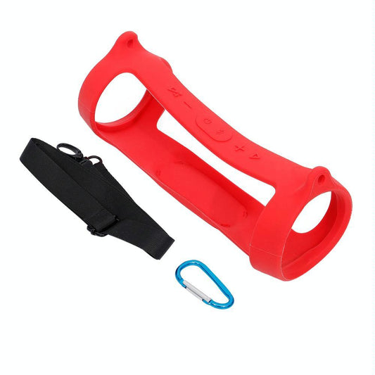 Jbl Charge 4 Speaker Cover with Strap & Carabiner - Portable Silicone Protection - Red