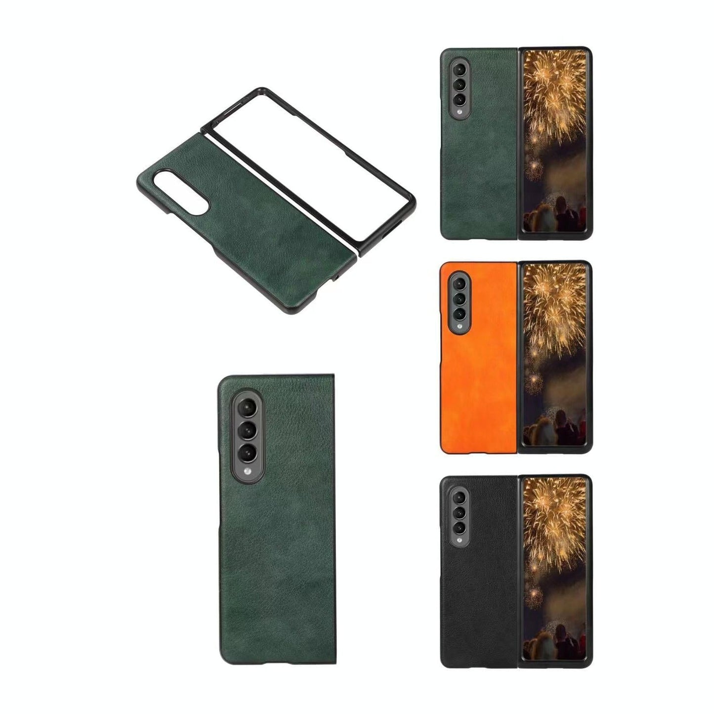For Samsung Galaxy Z Fold4 5G Two Tone Litchi Pu Case - Slim & Stylish - Orange