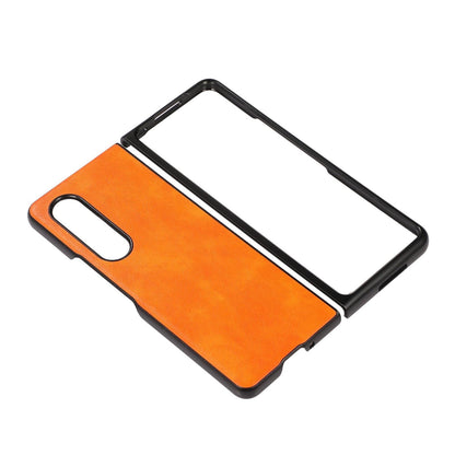 For Samsung Galaxy Z Fold4 5G Two Tone Litchi Pu Case - Slim & Stylish - Orange