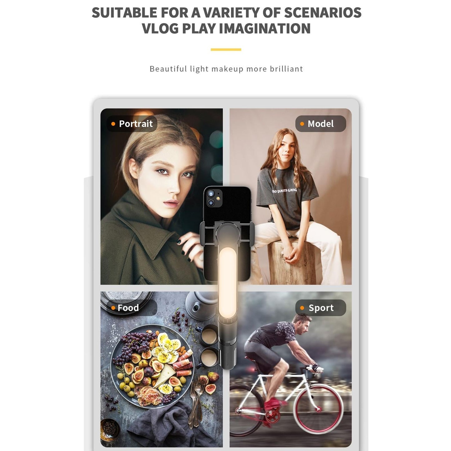 Mini Folding Gimbal Stabilizer with Tripod - White