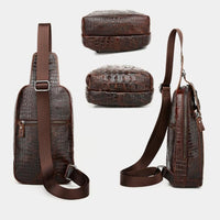 Men Cowhide Crocodile Texture Crossbody Chest Bag One Shoulder Design - Crocodile Head