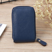 Woven Mini Coin Purse For Ladies Student Id & Card Holder - Navy Blue