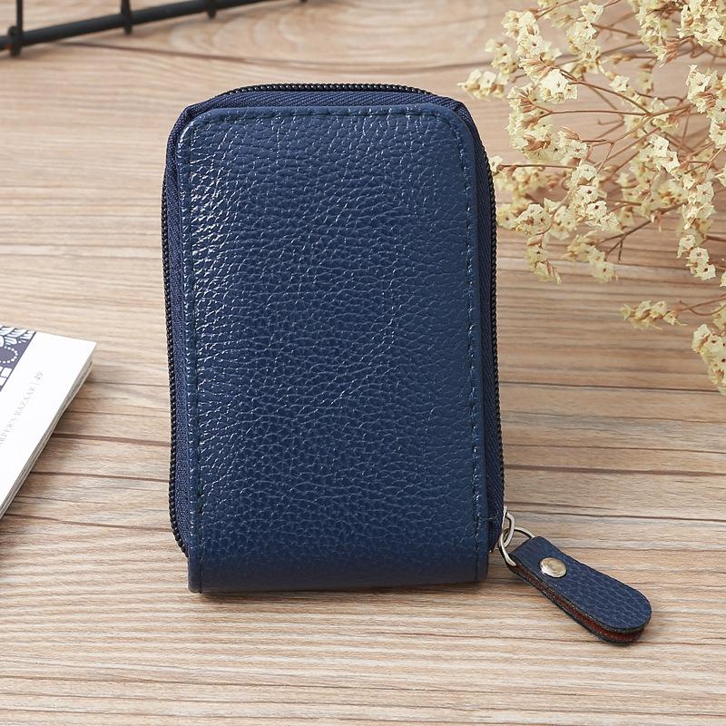 Woven Mini Coin Purse For Ladies Student Id & Card Holder - Navy Blue