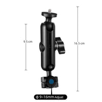 Motorcycle Rearview Mirror Mount for Action Cameras - 9cm Rod 20mm Ball Head Tripod Adapter