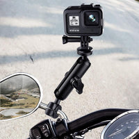 Motorcycle Rearview Mirror Mount for Action Cameras - 9cm Rod 20mm Ball Head Tripod Adapter