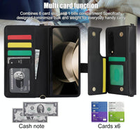 For Samsung Galaxy z Fold4 5G Multifunctional Rhombic Leather Crossbody Phone Case - Black