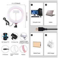 7.9 Dual Colour Led Ring Light with Usb Dimmable for Vlogging and Photography - Black