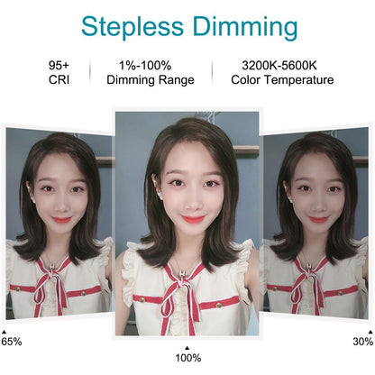 7.9 Led Ring Light with Tripod and Phone Clamp - 3 Modes Dimmable Dual Colour Temperature - Black