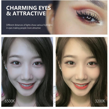 7.9 Led Ring Light with Tripod and Phone Clamp - 3 Modes Dimmable Dual Colour Temperature - Black