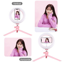 7.9 Led Ring Light with Tripod and Phone Clamp - 3 Modes Dimmable Dual Colour Temperature - Black