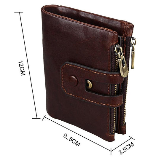 Men Rfid Blocking Cowhide Leather Wallet - Crazy Horse Texture - Ccb1083B