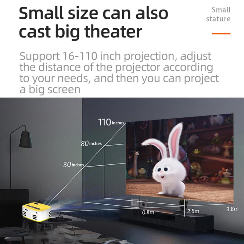 Portable Home Theater Projector - 400 Lumens Hd Same Screen Version - Black White