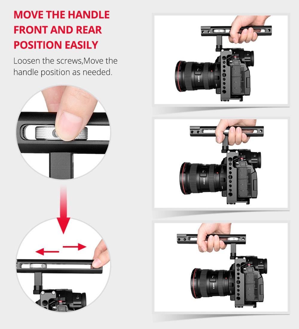 Panasonic Lumix Dc-S1H / Dc-S1 / Dc-S1R Camera Cage Stabilizer With Handle & Rail Rod Mount - Black