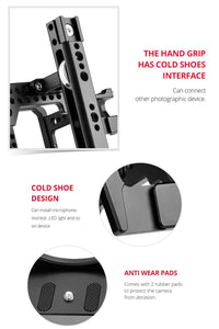 Camera Cage Stabilizer With Handle & Rail Rod Mount - Black for Panasonic Lumix Dc-S1H / Dc-S1 / Dc-S1R