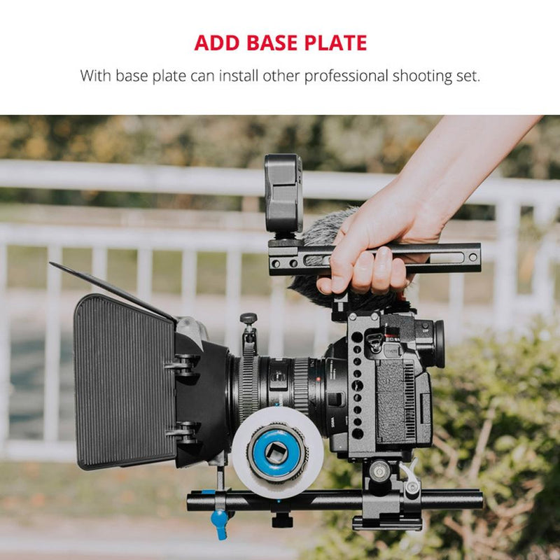 Camera Cage Stabilizer With Handle & Rail Rod Mount - Black for Panasonic Lumix Dc-S1H / Dc-S1 / Dc-S1R