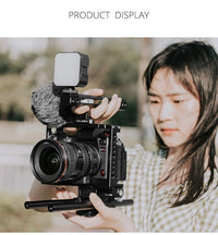 Camera Cage Stabilizer With Handle & Rail Rod Mount - Black for Panasonic Lumix Dc-S1H / Dc-S1 / Dc-S1R