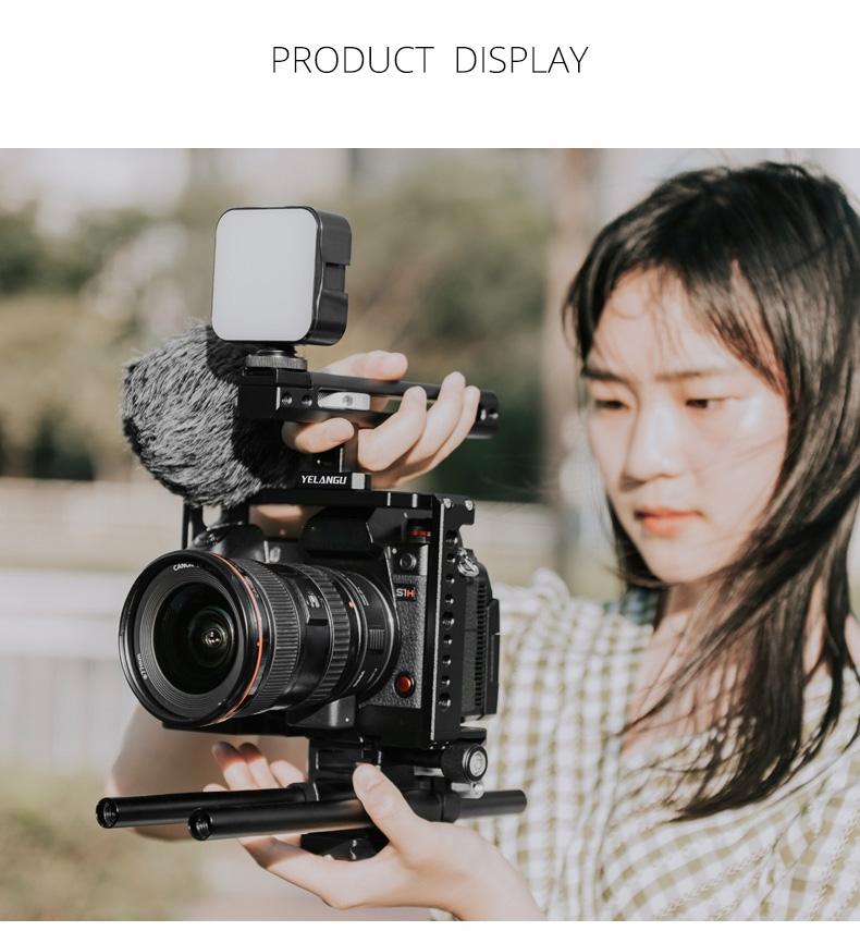 Camera Cage Stabilizer With Handle & Rail Rod Mount - Black for Panasonic Lumix Dc-S1H / Dc-S1 / Dc-S1R