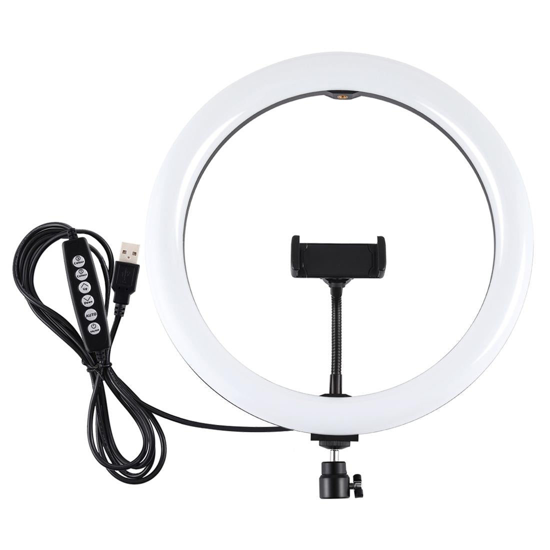 30cm Curved Surface Led Ring Light with Tripod and Phone Clamp - 10 Modes 8 Colours Usb Powered