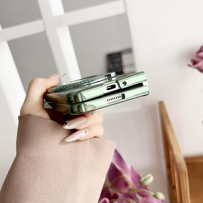 For Samsung Galaxy z Fold4 5G Shockproof Magsafe Holder for Rotating Plating Phone Case - Silver