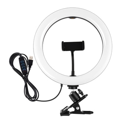 10.2 Ring Light with Monitor Clip & Usb 3 Modes Dual Colour Temperature Dimmable Curved Diffuse Vlogging Selfie Beauty Photography Video Lights Phone Clamp - Black