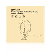 10.2 Ring Light with Monitor Clip & Usb 3 Modes Dual Colour Temperature Dimmable Curved Diffuse Vlogging Selfie Beauty Photography Video Lights Phone Clamp - Black