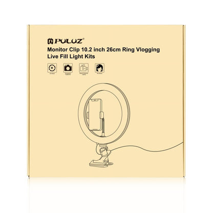 10.2 Ring Light with Monitor Clip & Usb 3 Modes Dual Colour Temperature Dimmable Curved Diffuse Vlogging Selfie Beauty Photography Video Lights Phone Clamp - Black