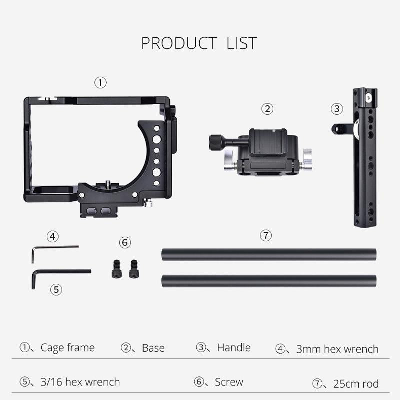 Sony A7 Camera Cage Stabilizer For Video - Black